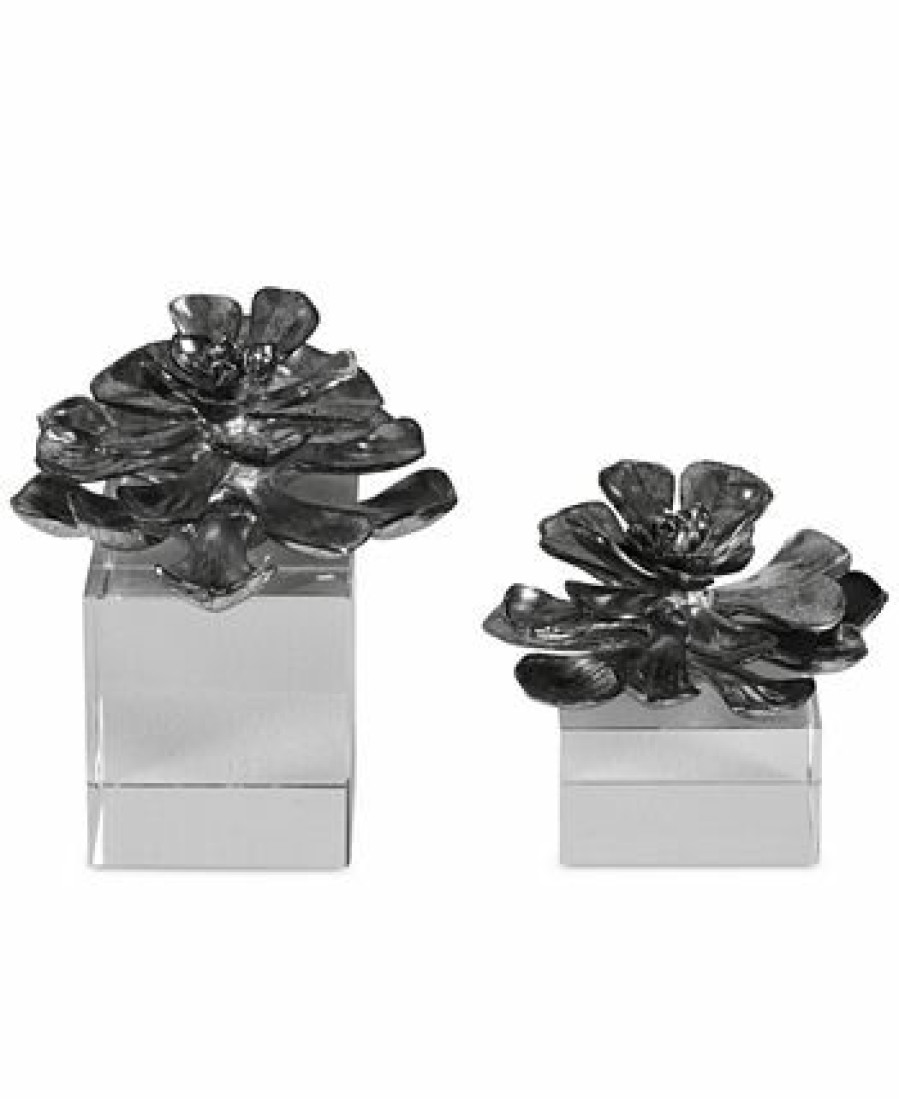 Misc_Gifts * | Uttermost Indian Lotus Metallic Silver Flowers, Set Of 2