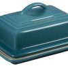 Glassware & Tabletop * | Le Creuset Heritage Stoneware Butter Dish | Caribbean Blue