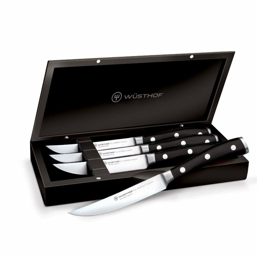 Knives * | Wusthof Cutlery Wusthof Classic Ikon 4-Piece Steak Knife Set With Wood Box