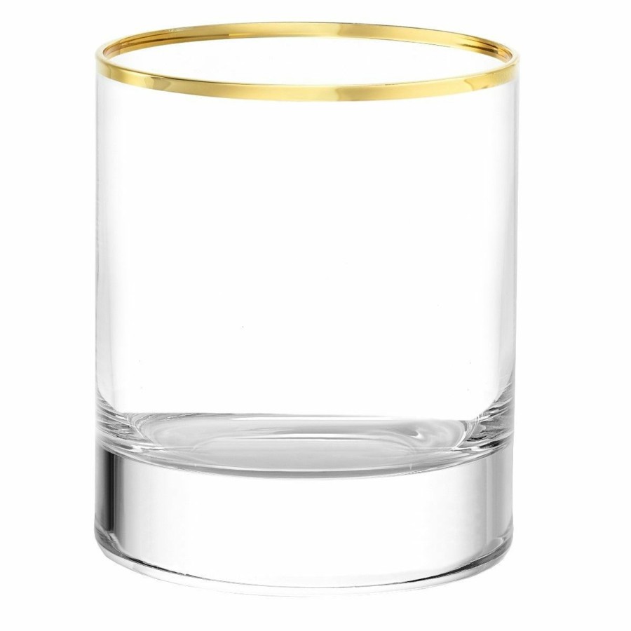 Glassware & Tabletop * | Stolzle 10.75Oz Event Double Old Fashioned Glasses With Gold Rim | Set Of 6