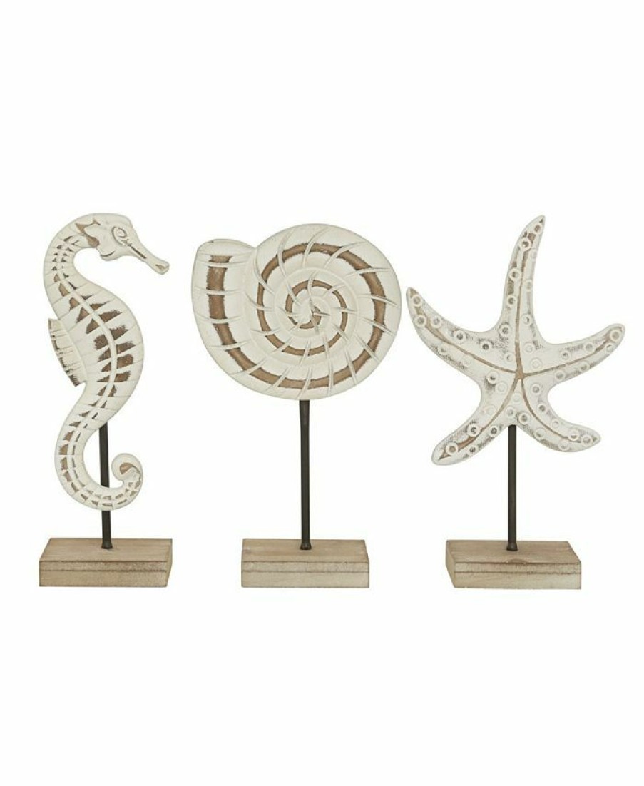 Misc_Gifts * | Rosemary Lane Plastic Coastal Sea Animals Sculpture, Set Of 3 White