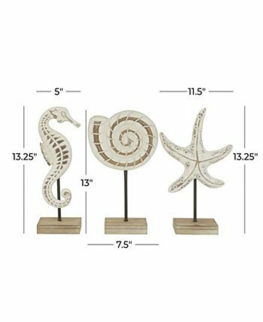 Misc_Gifts * | Rosemary Lane Plastic Coastal Sea Animals Sculpture, Set Of 3 White