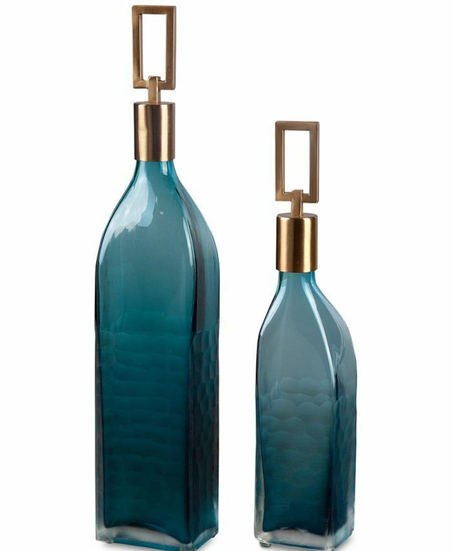 Misc_Gifts * | Uttermost Annabella Teal Glass Bottles, Set Of 2