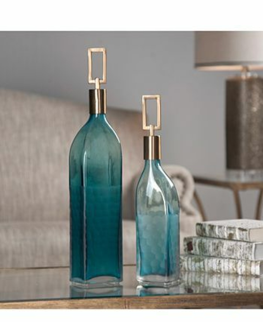 Misc_Gifts * | Uttermost Annabella Teal Glass Bottles, Set Of 2