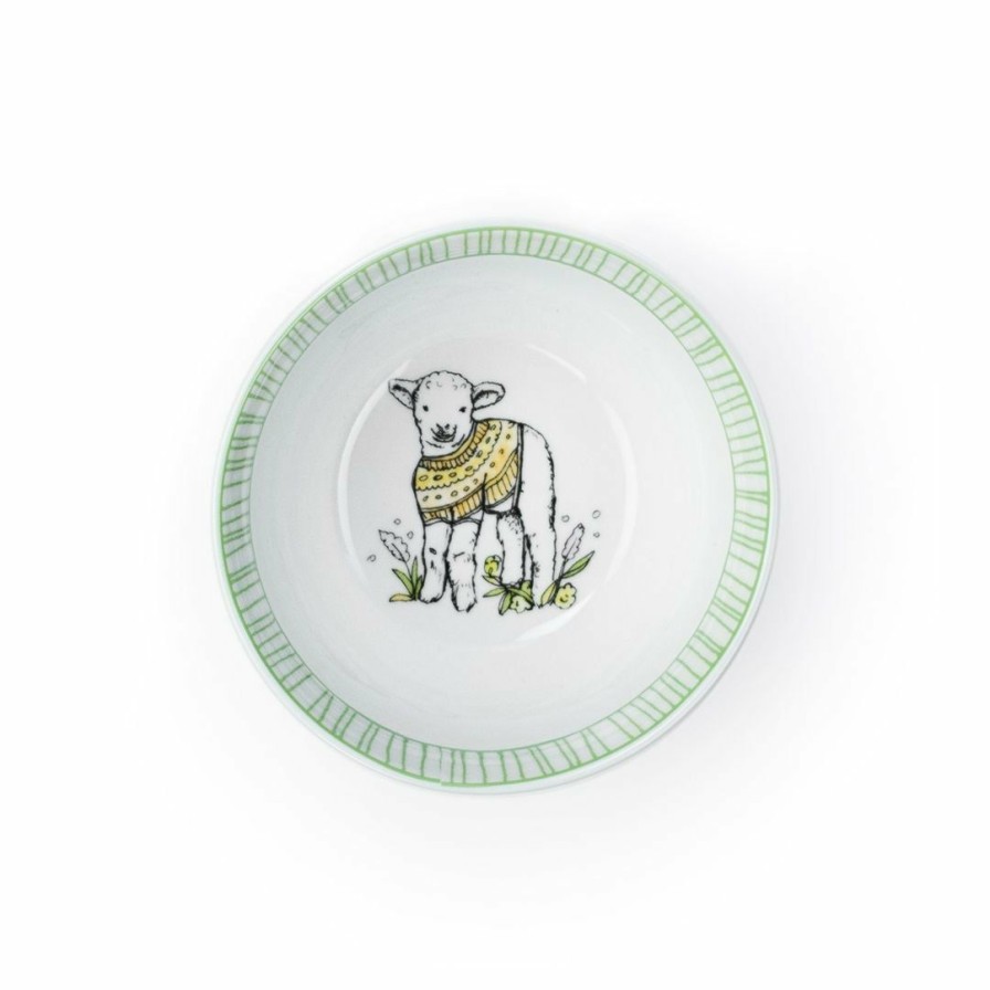 Glassware & Tabletop * | Everything Kitchens Barnyard Baby Animals 4 Bowl | "Leaping Sheep" Lamb