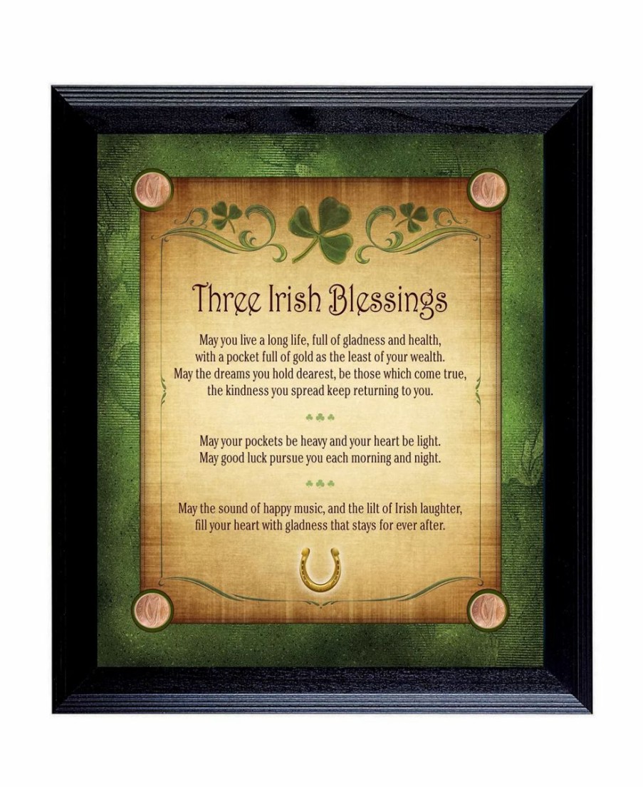 Misc_Gifts * | American Coin Treasures Hree Irish Blessings With 4 Lucky Irish Pennies Wall Frame Multi