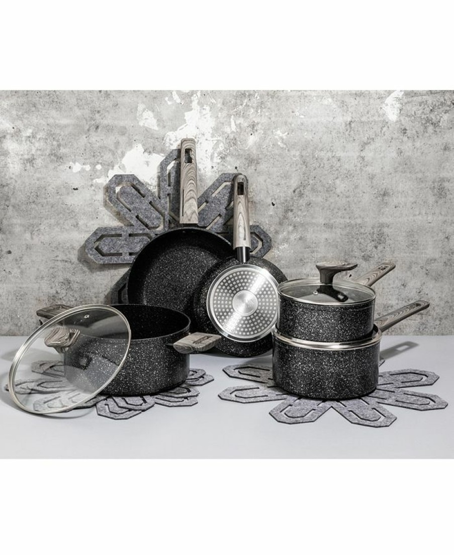 Kitchen * | Brooklyn Steel Co. 12-Pc. Cosmo Cookware Set Black