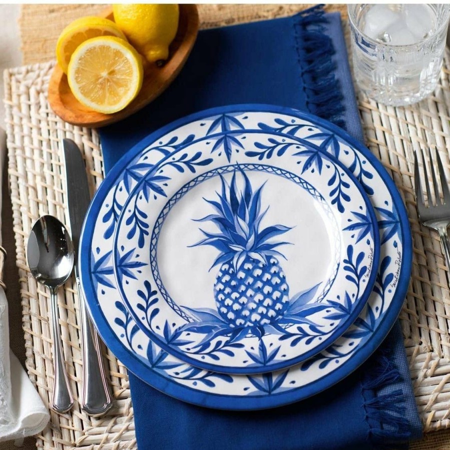 Glassware & Tabletop * | Bamboo Table Salad Plate | Blue Pineapple