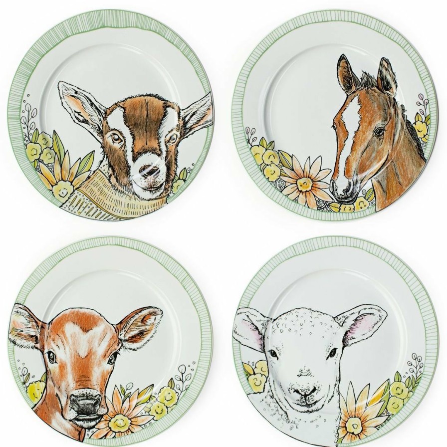 Glassware & Tabletop * | Everything Kitchens Barnyard Baby Animals 28-Piece Dinnerware Set | Assorted