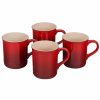 Glassware & Tabletop * | Le Creuset 14Oz Mugs (Set Of 4) | Cerise/Cherry Red