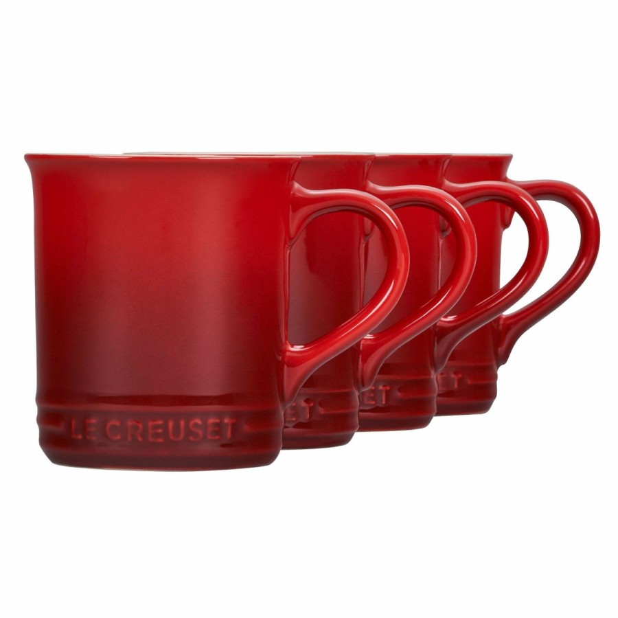 Glassware & Tabletop * | Le Creuset 14Oz Mugs (Set Of 4) | Cerise/Cherry Red