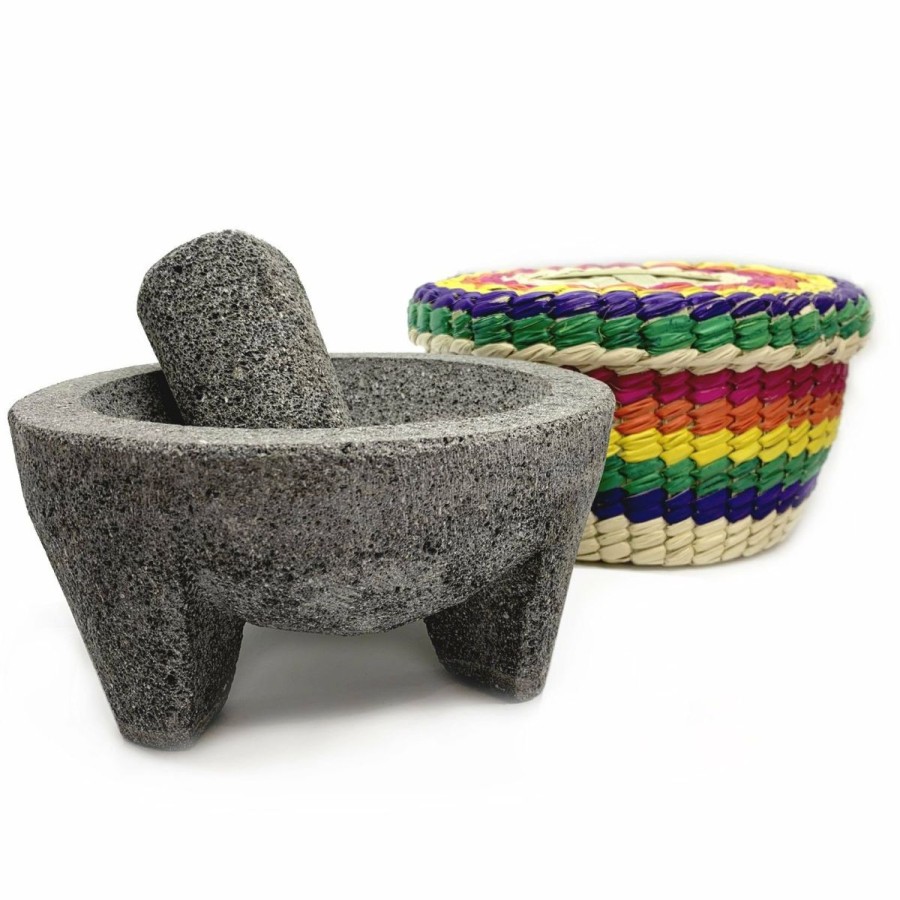 Cooks' Tools * | Verve Culture Molcajete In Basket