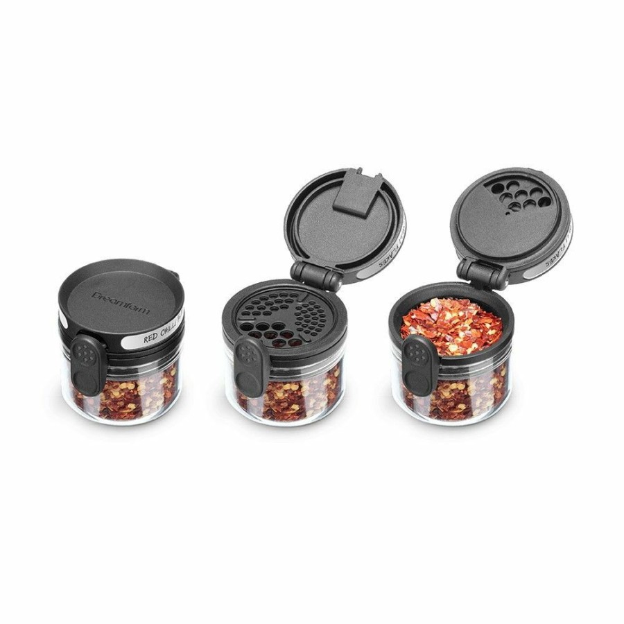 Cooks' Tools * | Dreamfarm Orlid Stackable Glass Spice Jar | Black