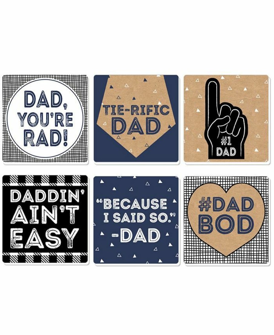 Kitchen * | Big Dot Of Happiness My Dad Is Rad Funny Father'S Day Party Decorations Drink Coasters Set Of 6 Blue