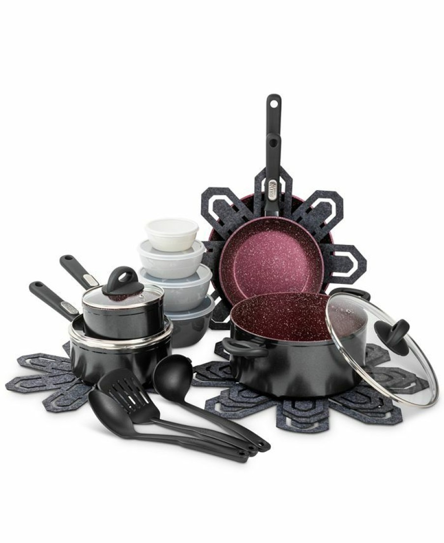 Kitchen * | Brooklyn Steel Co. Zodiac Nonstick Aluminum 24-Pc. Cookware Set Cranberry