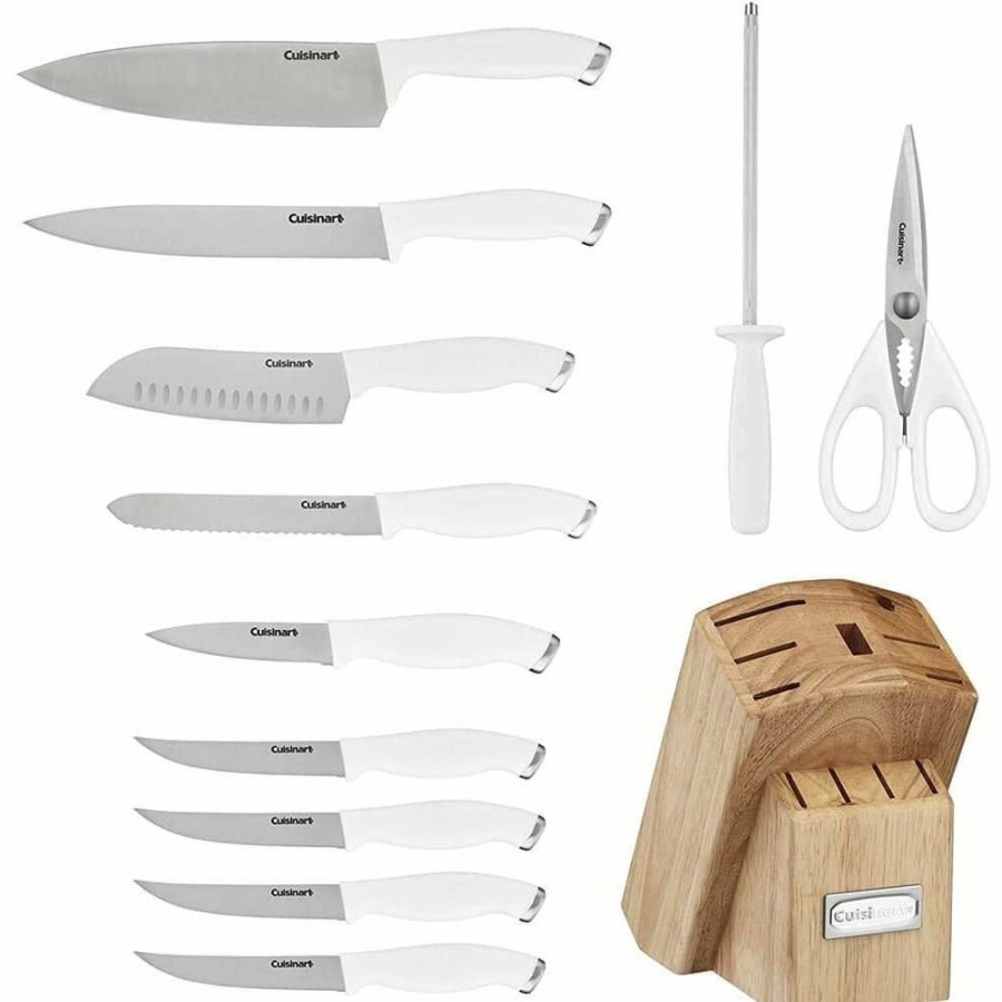 Knives * | Cuisinart Classic Colorpro Collection 12-Piece Knife Block Set | White