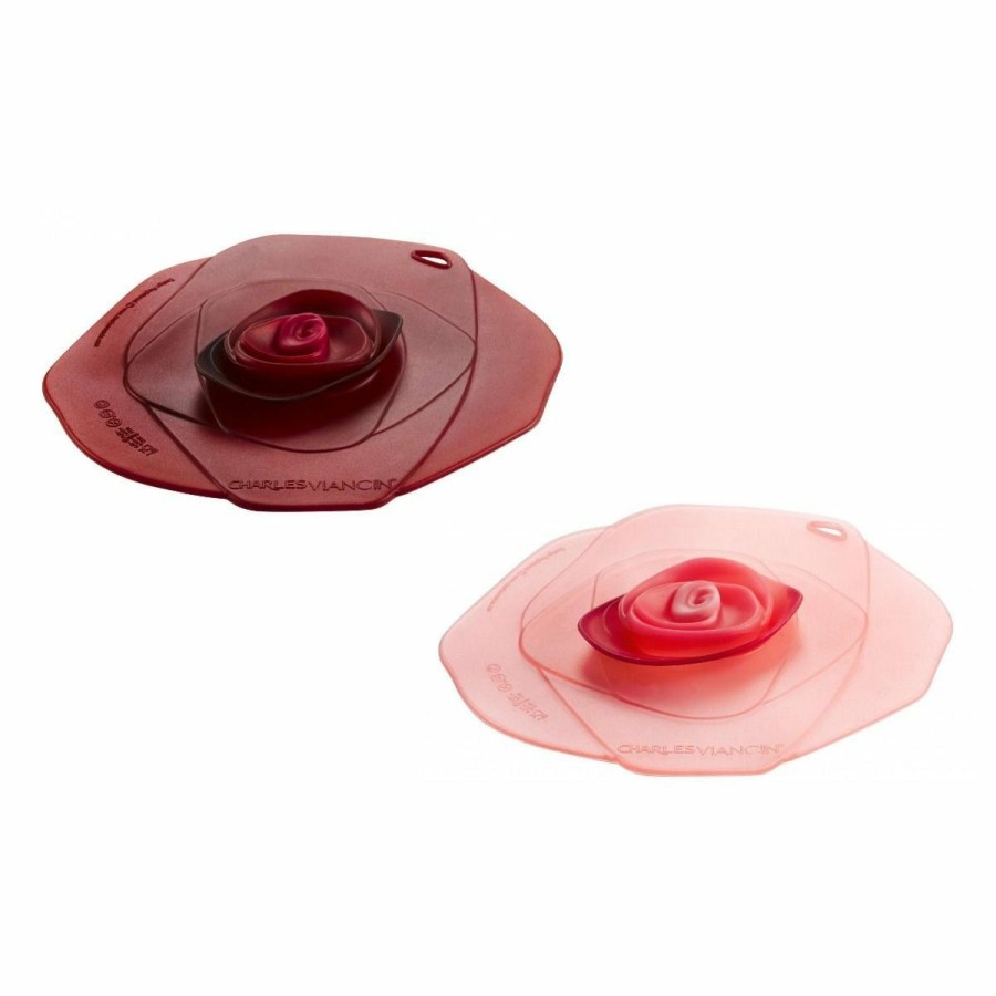 Glassware & Tabletop * | Charles Viancin Silicone Drink Covers | Rose (Set Of 2 Pink & Dark Red)