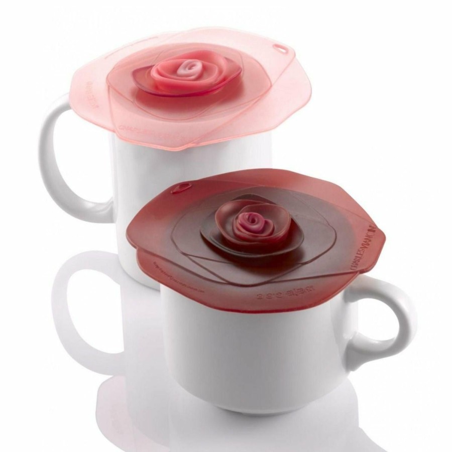 Glassware & Tabletop * | Charles Viancin Silicone Drink Covers | Rose (Set Of 2 Pink & Dark Red)