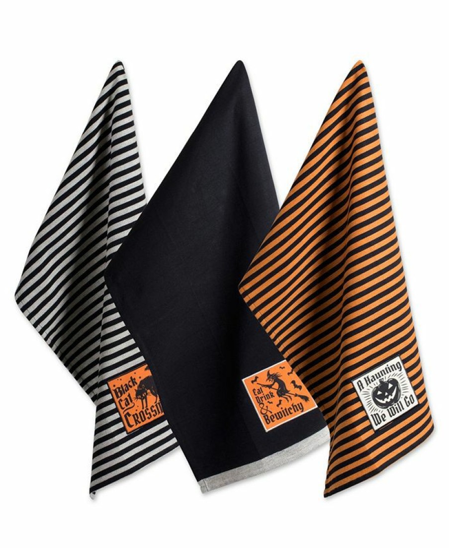 Kitchen * | Design Imports Assorted Happy Haunting Halloween Embellished Dishtowel Set Orange