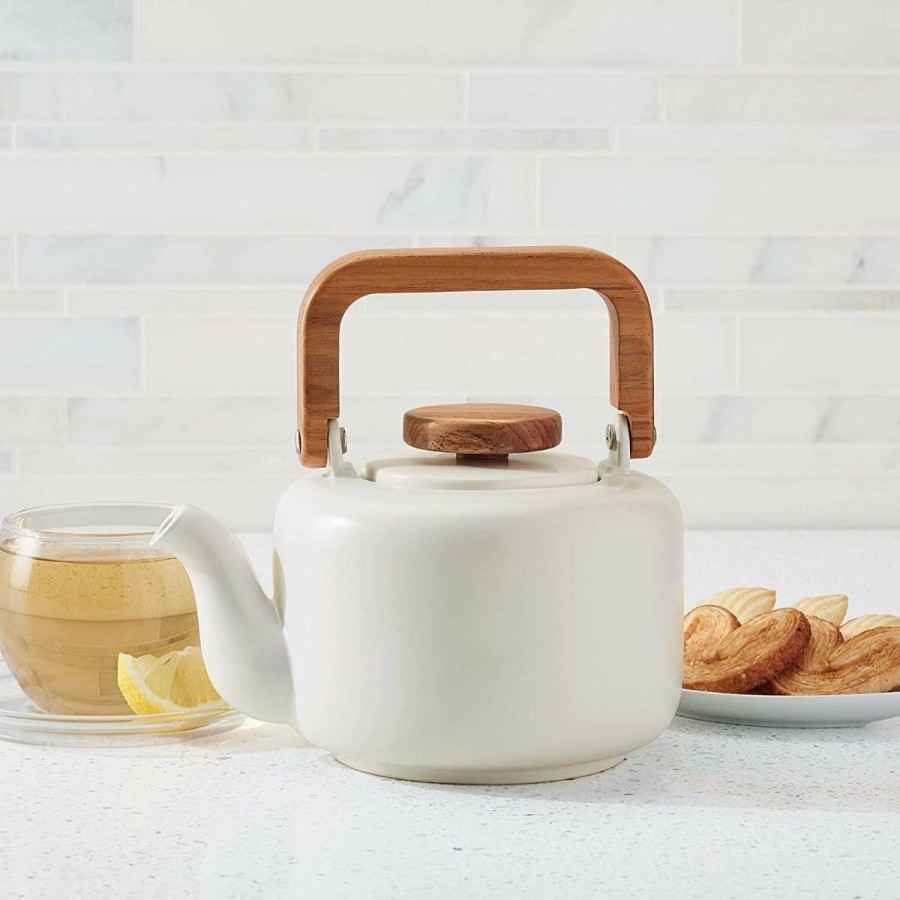 Glassware & Tabletop * | Bonjour 4-Cup Ceramic Teapot | Matte White