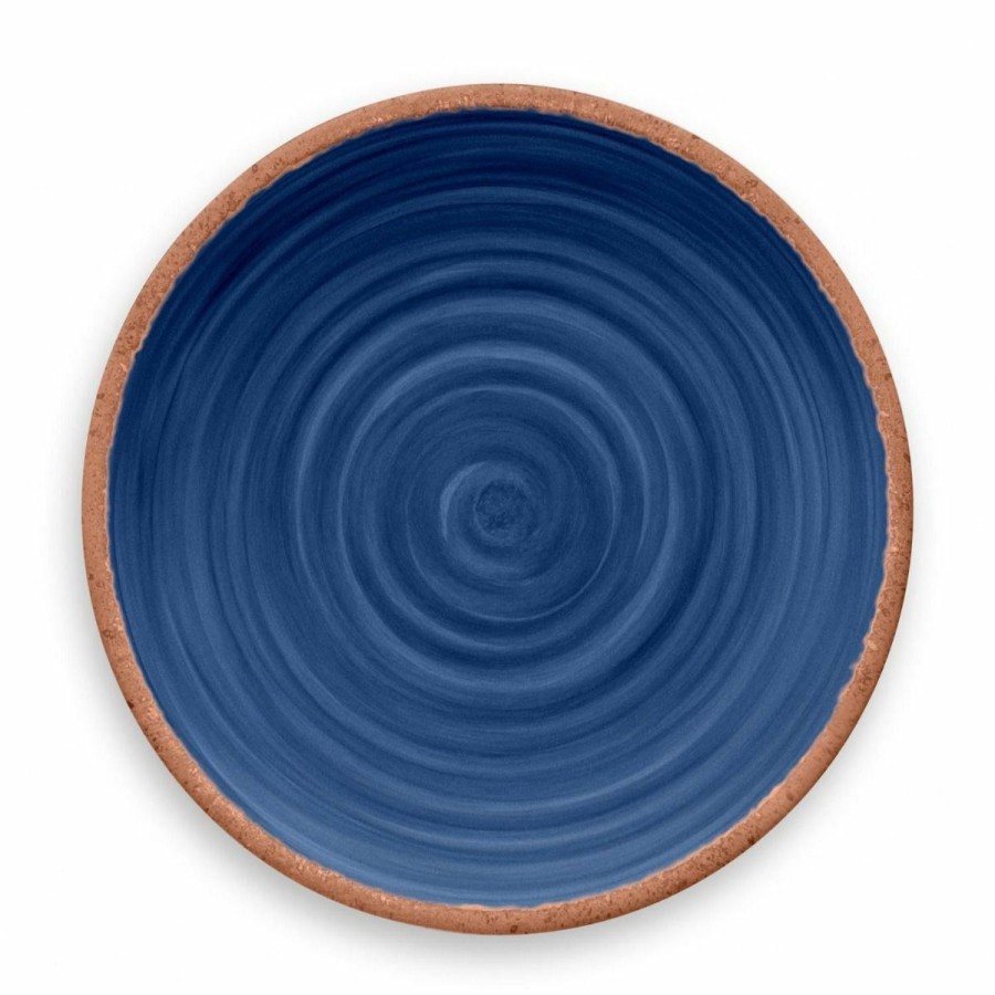 Glassware & Tabletop * | Tarhong Melamine Tabletop 10.5 Round Dinner Plate | Rustic Swirl Indigo