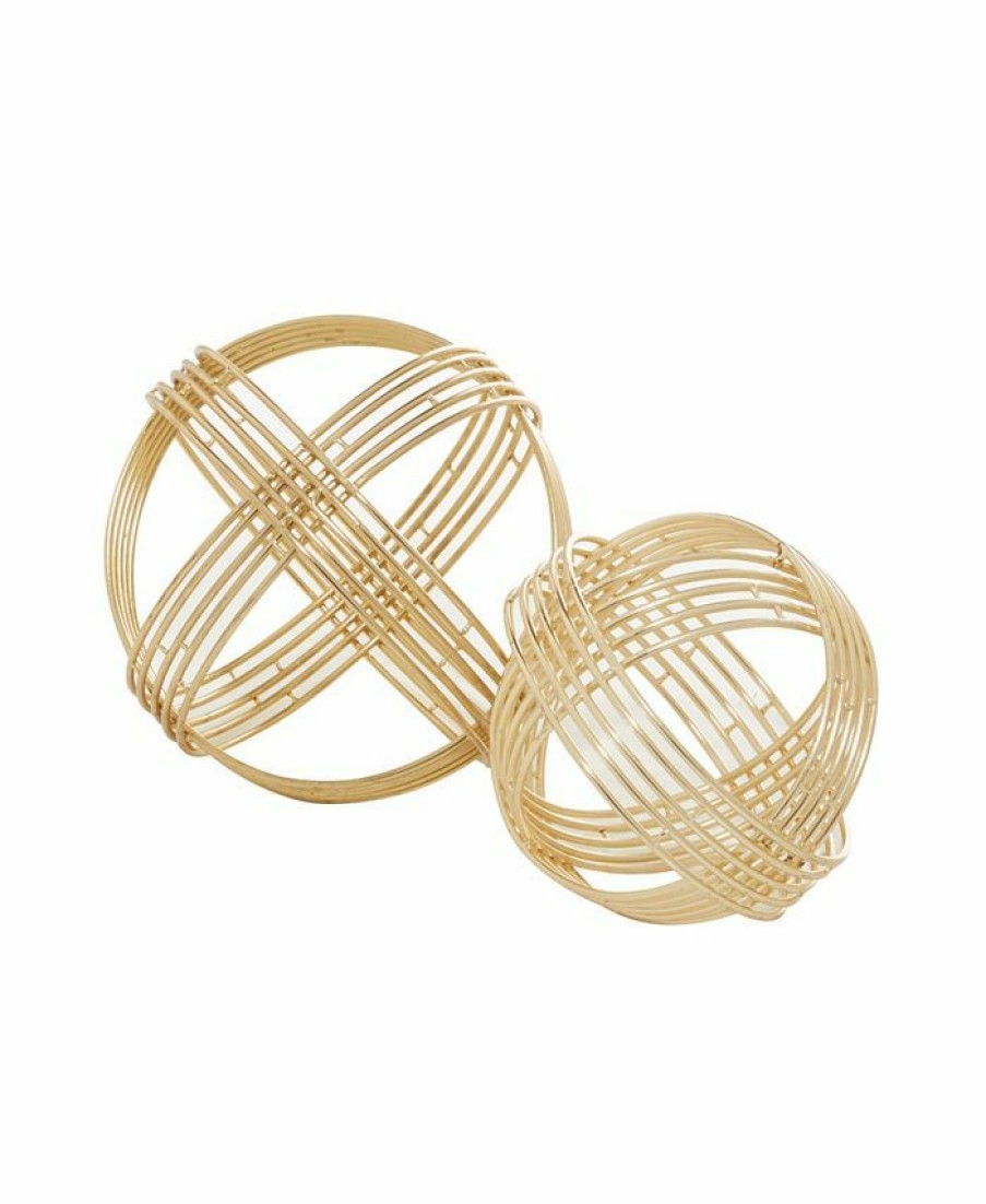 Misc_Gifts * | Rosemary Lane Metal Modern Geometric Sculpture, Set Of 2 Gold-Tone