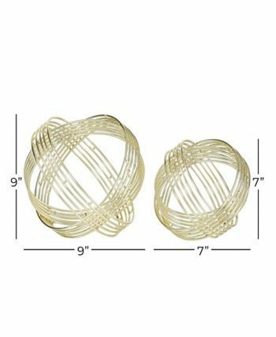 Misc_Gifts * | Rosemary Lane Metal Modern Geometric Sculpture, Set Of 2 Gold-Tone