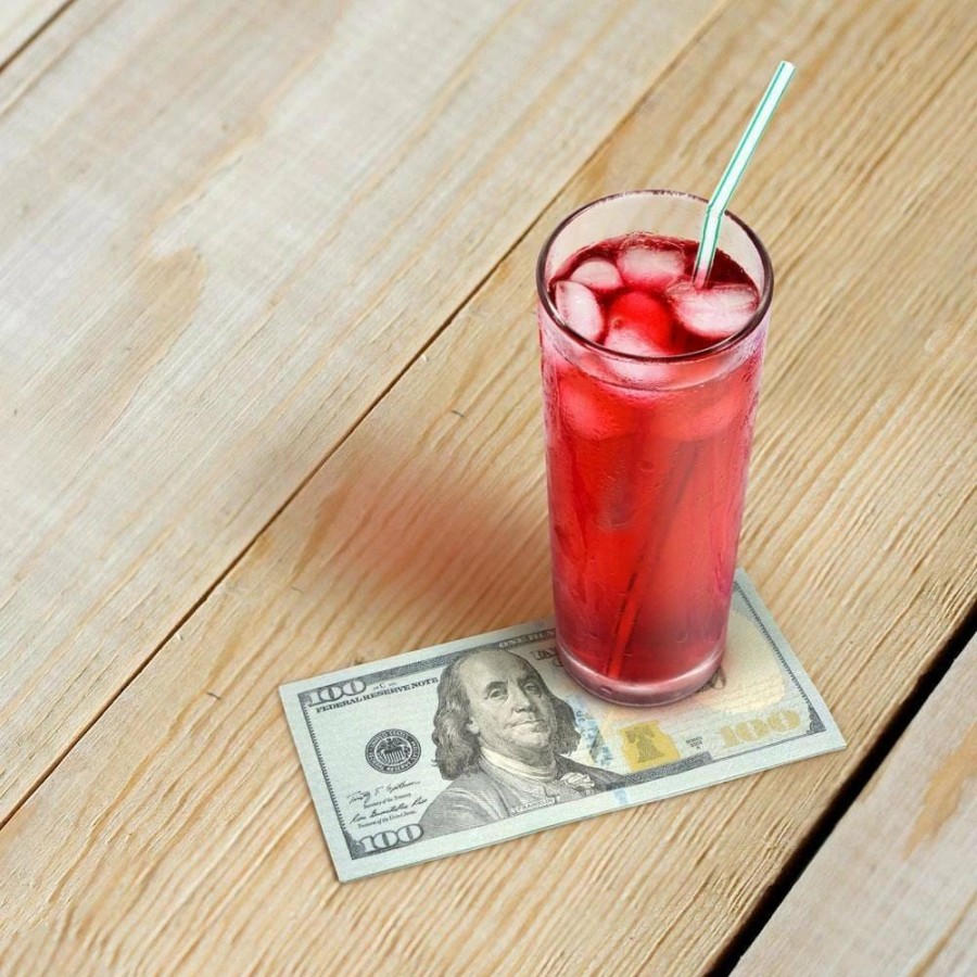 Glassware & Tabletop * | Fred Filthy Rich Money Decal Cocktail Napkins | Set Of 12