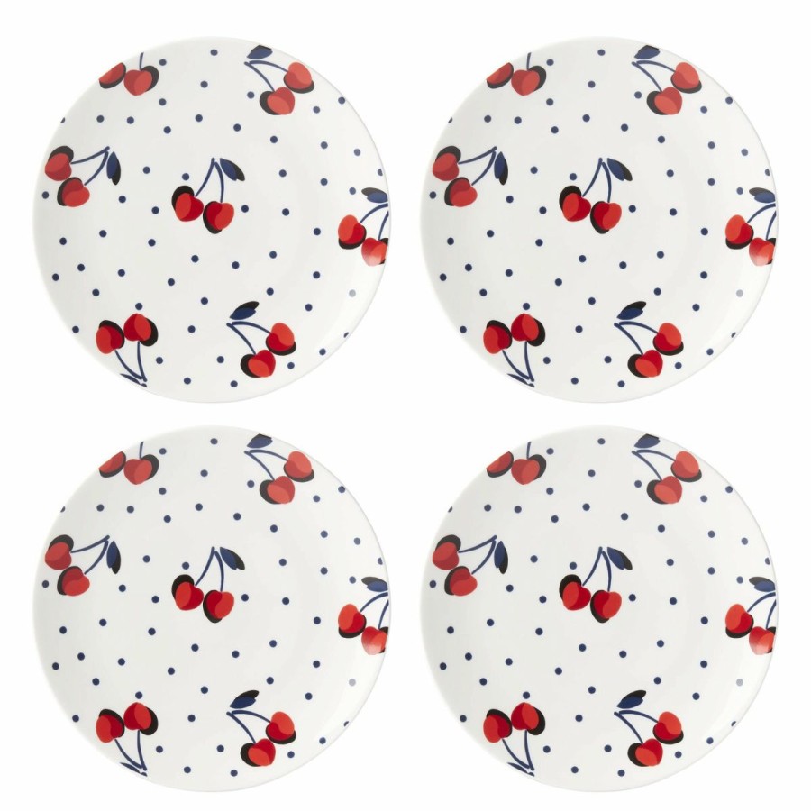 Glassware & Tabletop * | Kate Spade Vintage Cherry Dot Collection | 4-Piece Accent Plate Set