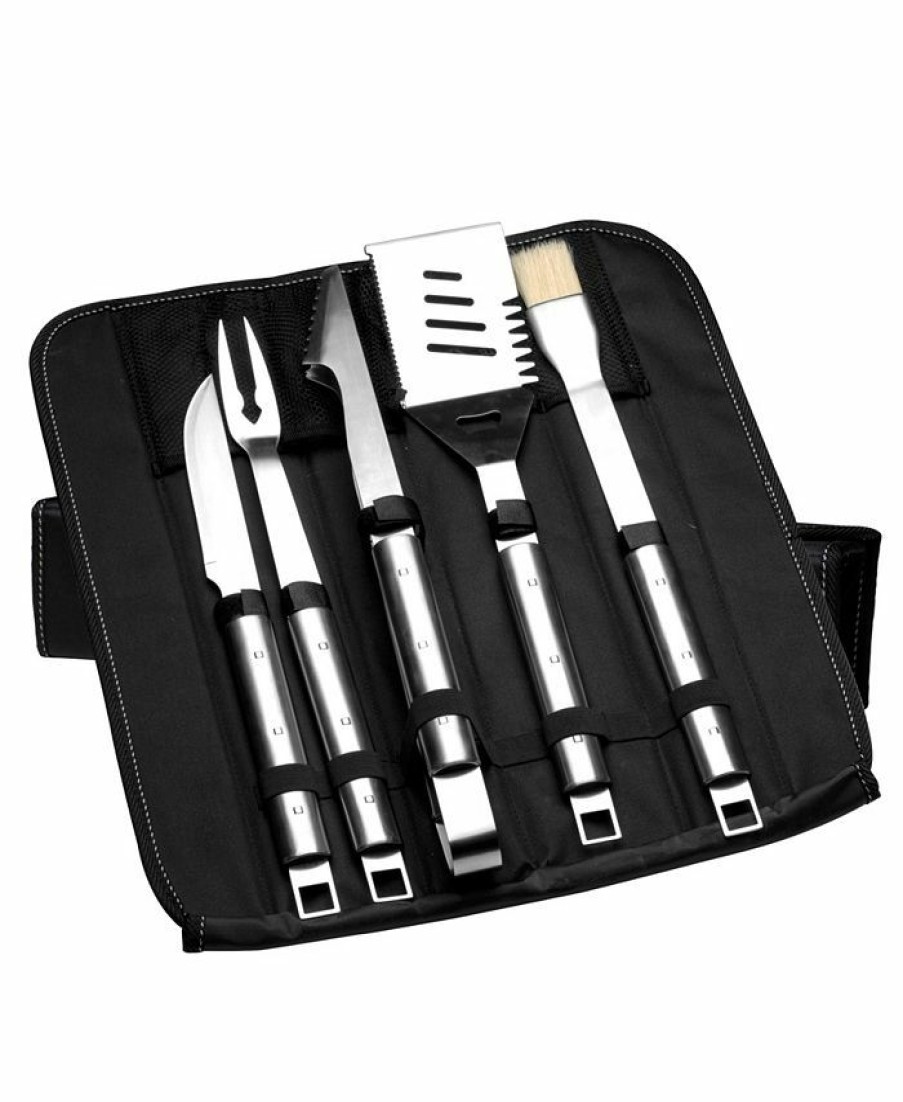 Kitchen * | Berghoff Cubo 6-Pc. Stainless Steel Bbq Set With Folding Bag Black