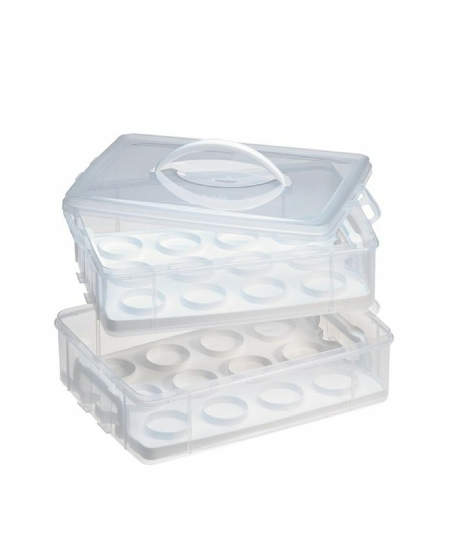 Kitchen * | Snapware N Stack 2 Layer Cupcake Carrier White