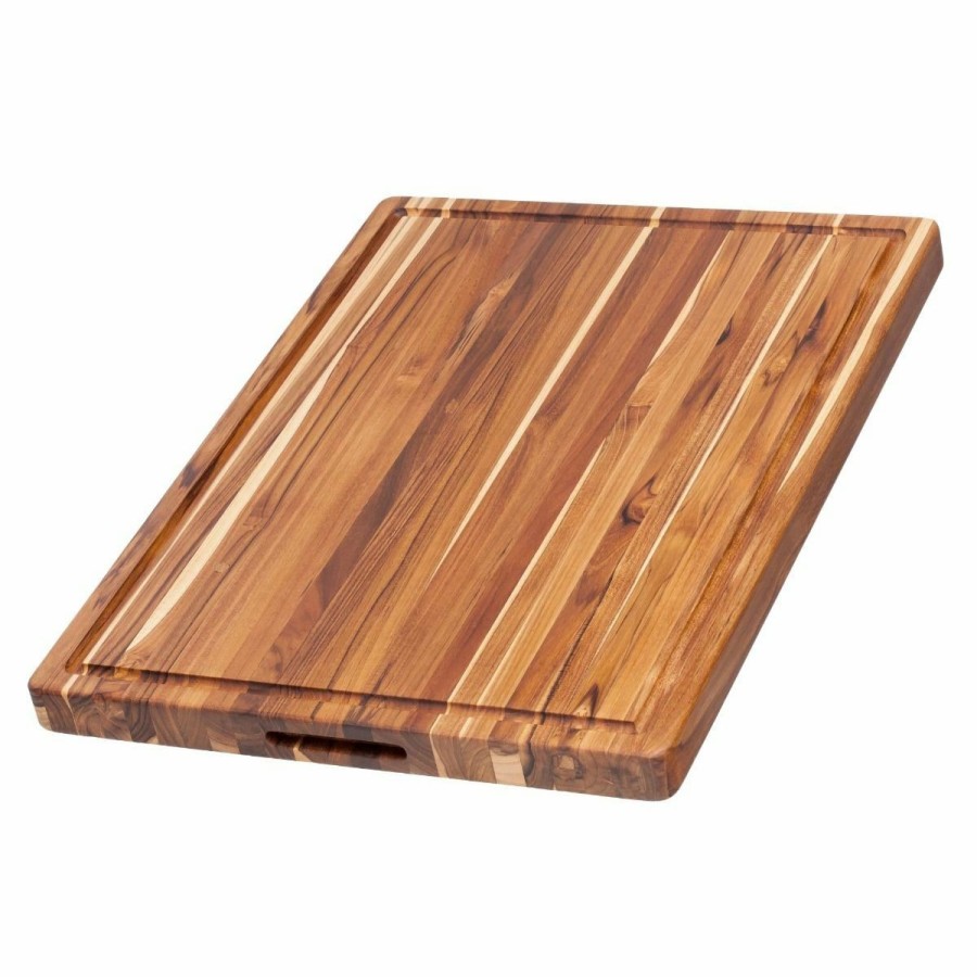 Knives * | Teakhaus Edge Grain Carving Board W/Hand Grip + Juice Canal (Rectangle) | 24 X 18 X 1.5 With Board Seasoning Stick