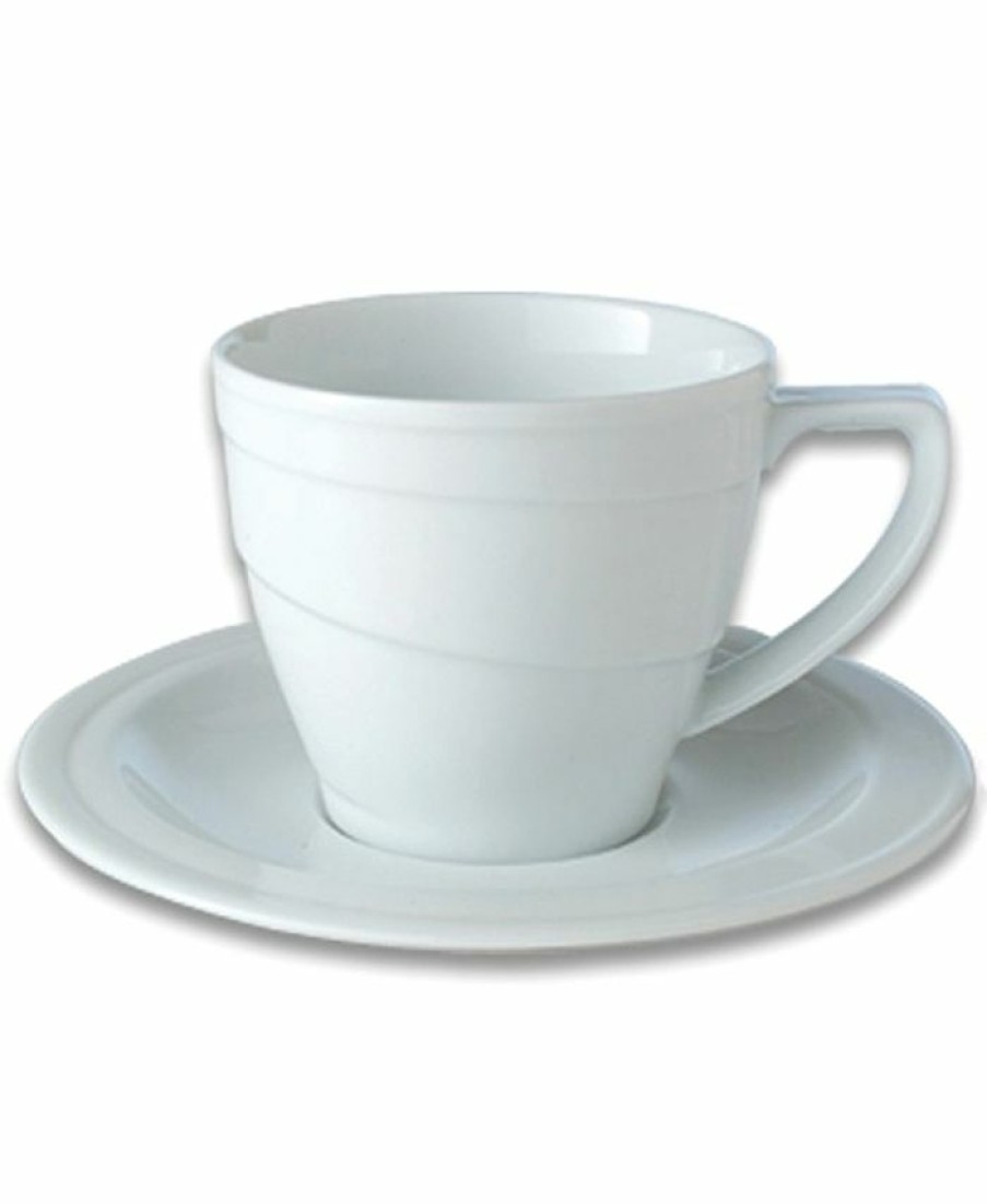 Kitchen * | Berghoff Essentials 12 Oz Porcelain Breakfast Cup Saucer, Set Of 4 White