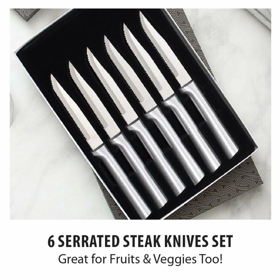 Knives * | Rada Cutlery 6-Piece Serrated Steak Knife Set | Silver