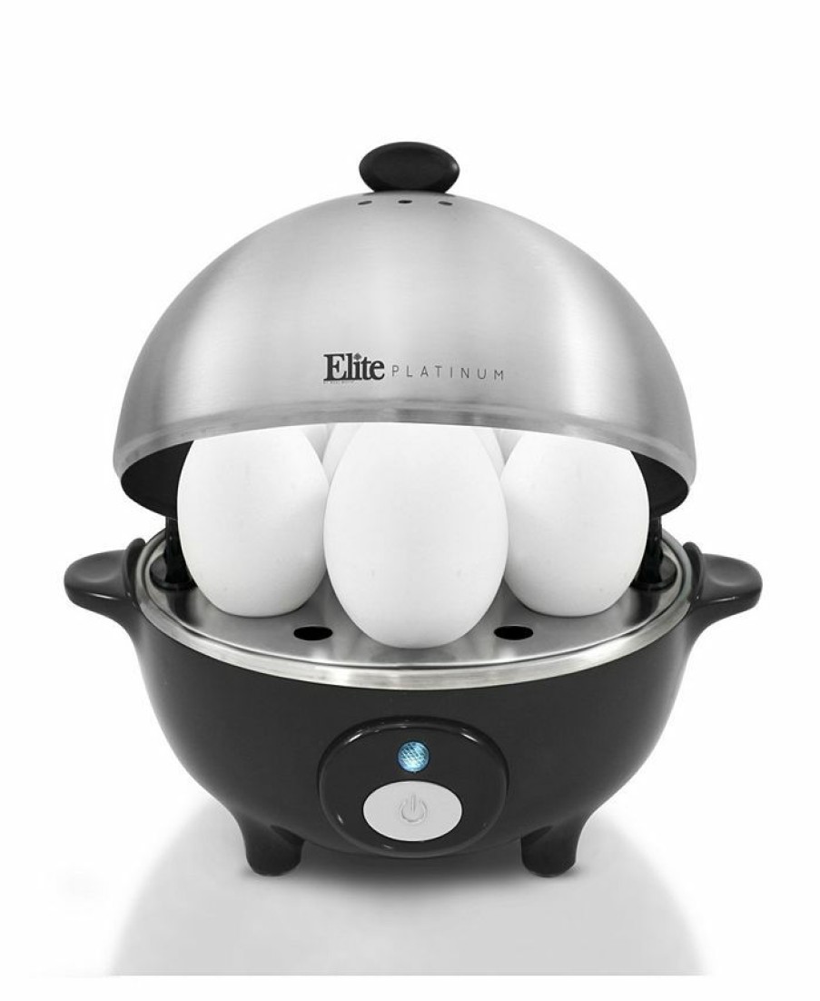 Kitchen * | Elite Gourmet Asy Electric 7 Egg Capacity Cooker, Poacher, Steamer, Omelet Maker With Auto Shut-Off Black