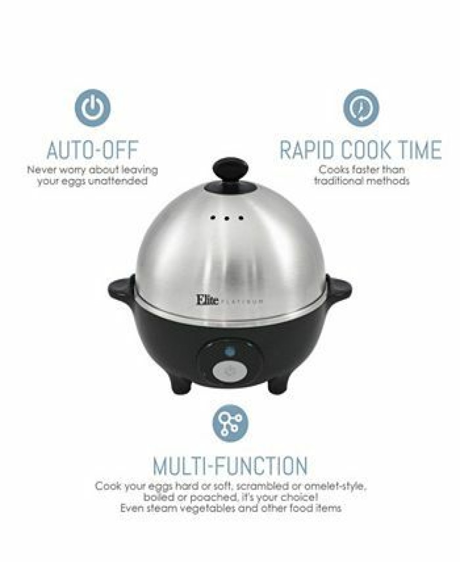 Kitchen * | Elite Gourmet Asy Electric 7 Egg Capacity Cooker, Poacher, Steamer, Omelet Maker With Auto Shut-Off Black