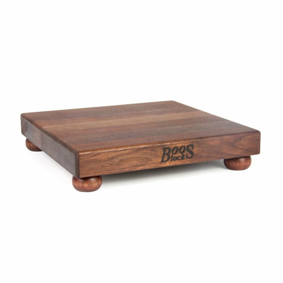 Knives * | John Boos Walnut Cutting Board With Wooden Bun Feet 12