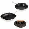 Kitchen * | Berghoff Neo Cast Iron Fry Pan, Grill Pan And Slotted Steak Press, Set Of 3 White