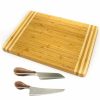 Kitchen * | Berghoff Amboo 3 Piece Striped Board And Aaron Probyn Cheese Knives Set Brown