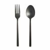 Glassware & Tabletop * | Fortessa Arezzo Brushed Black Serving Fork & Spoon Set