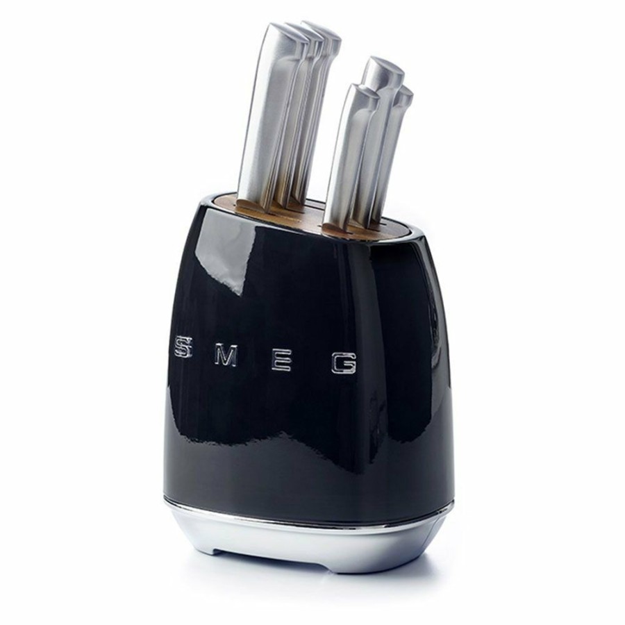 Knives * | Smeg 7-Piece Knife Block Set | Black