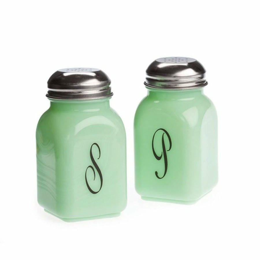 Glassware & Tabletop * | Mosser Glass Monogram Salt & Pepper Set | Jadeite