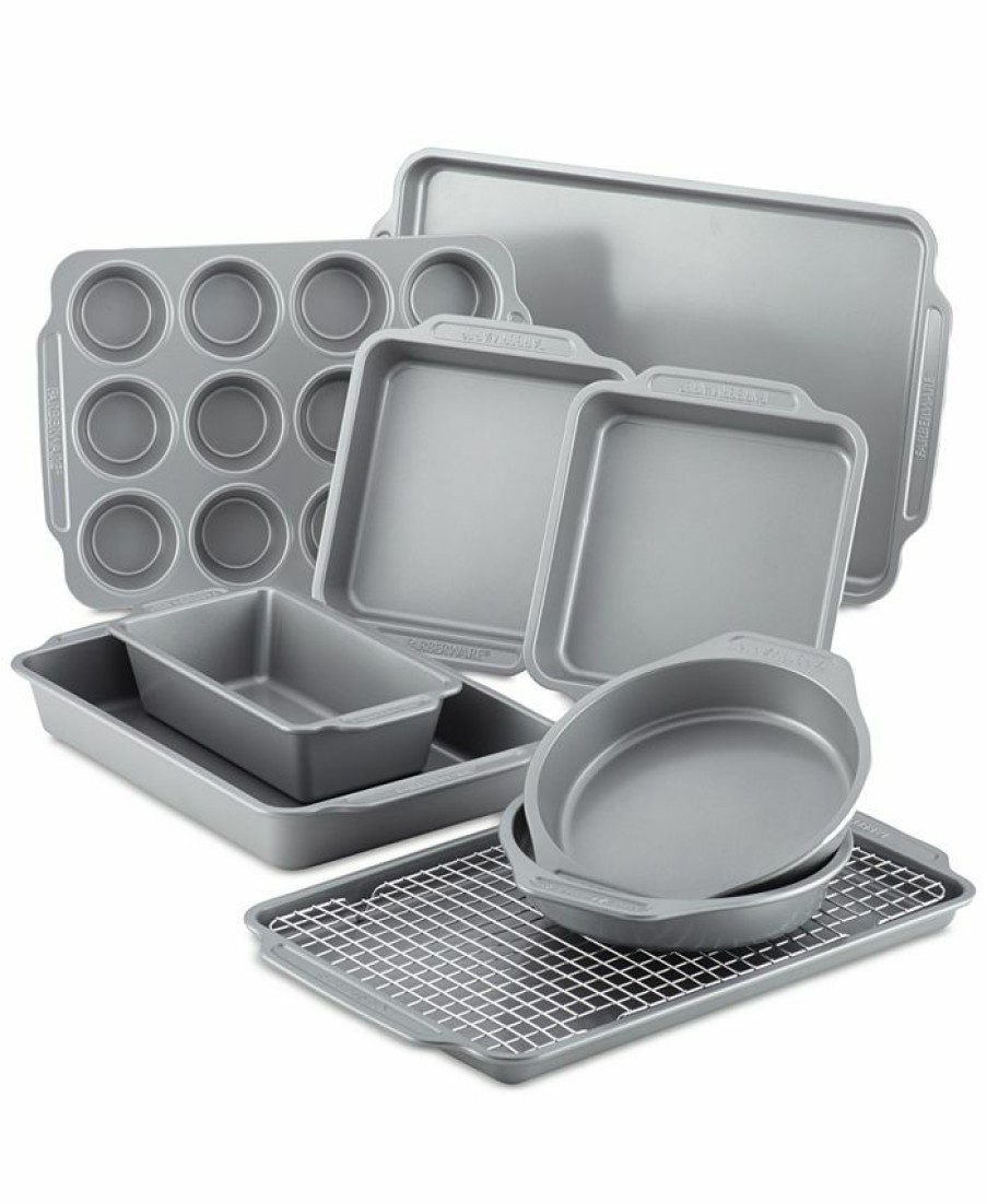 Kitchen * | Farberware Nonstick Bakeware Set With Cooling Rack, 10-Piece Gray