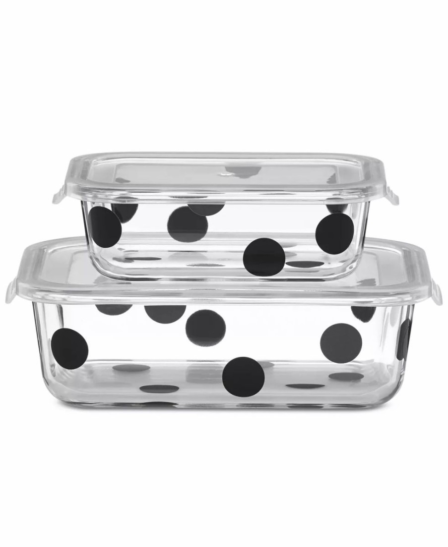 Kitchen * | Kate Spade New York All In Good Taste Deco Dot 2-Container Storage Set White