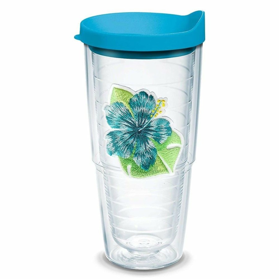 Glassware & Tabletop * | Tervis 24Oz Double-Walled Insulated Tumbler With Lid | Island Hibiscus Teal