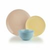 Glassware & Tabletop * | Everything Kitchens Modern Colorful Neutrals Rippled 12-Piece Dinnerware Set Glazed | Blue, Butter Yellow & Blush Pink