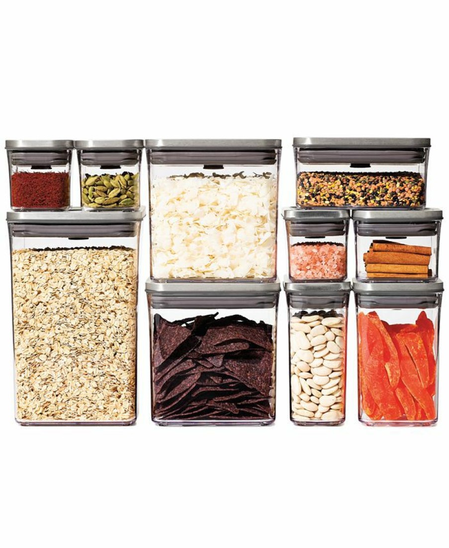 Kitchen * | Oxo Steel Pop 12-Pc. Food Storage Container Set With Scoop & Labels Silver