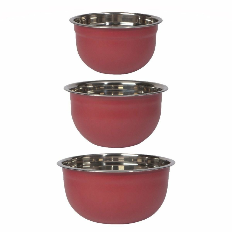 Cooks' Tools * | Danica Brands Now Designs By Danica Stainless Steel Mixing Bowls (Set Of 3) | Matte Carmine