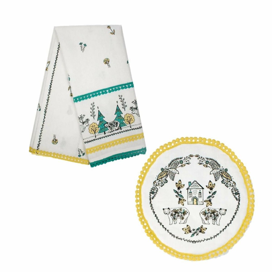 Glassware & Tabletop * | Everything Kitchens Nordic Woodland Tea Towel + Pot Holder Set