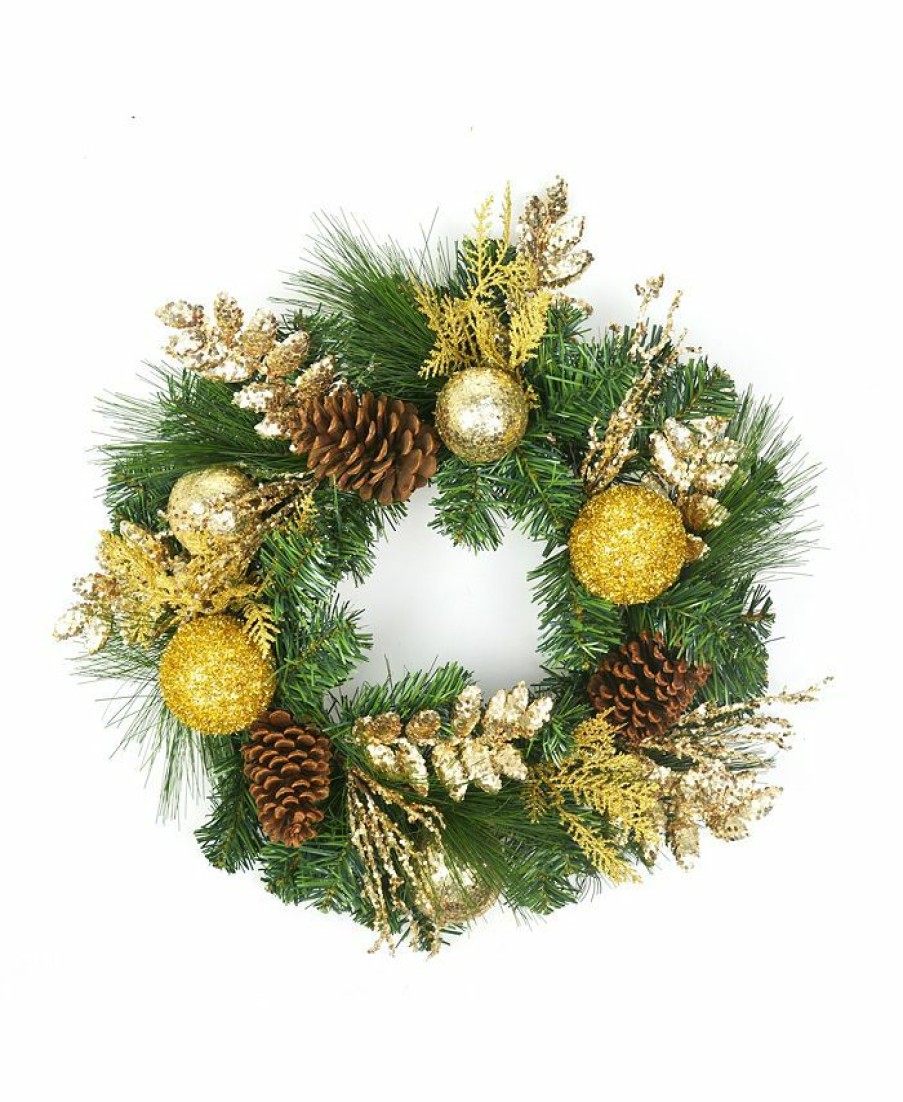 Misc_Gifts * | Jeco 20 Decorated Wreath Emerald